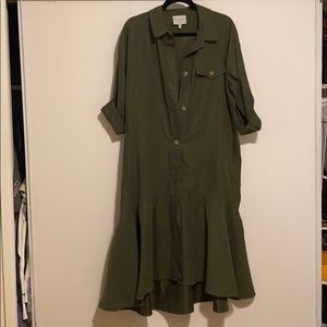 Olive green hi-low boho dress
